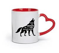 DEBINGY céramique Tasse à café, Partez à l'aventure Le monde vous attend Introduction : L'aventure du loup L'aventure du loup. （11oz/320ml） Café ou cadeau Rouge
