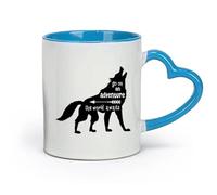 DEBINGY céramique Tasse à café, Partez à l'aventure Le monde vous attend Introduction : L'aventure du loup L'aventure du loup. （11oz/320ml） Café ou cadeau Bleu