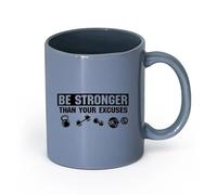 DEBINGY céramique Tasse à café Plus fort que vos excuses Centre de remise en forme avec haltères Entraînement physique Motivationnel （11oz/320ml） Restaurant, bureau Blaugrau