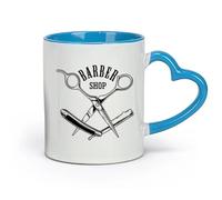 DEBINGY céramique Tasse à café, Salon de coiffure, coupe de cheveux, ciseaux, rasage, coupe de cheveux, salon de coiffure, rasage （11oz/320ml） Pour expresso Bleu