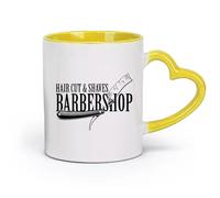 DEBINGY céramique Tasse à café, Salon de coiffure Coupe de cheveux Rasage Coiffeur Salon de coiffure Salon de coiffure （11oz/320ml） Restaurant, bureau Jaune