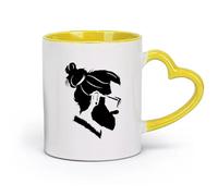 DEBINGY céramique Tasse à café Salon de coiffure Coupe et rasage Homme branché Technicien de barbier （11oz/320ml） Utilisation au café ou au restaurant Jaune