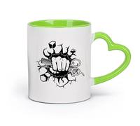DEBINGY céramique Tasse à café Salon de coiffure pour hommes, salon de coiffure, barbier, rasage, enseigne （11oz/320ml） Lave-vaisselle et micro-ondes Vert