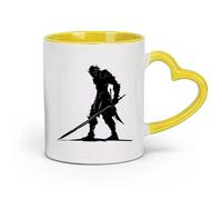 DEBINGY céramique Tasse à café silhouette gobelin race mythique du jeu guerrier avec épée seulement （11oz/320ml） Bureau, maison, café, lave-vaisselle et micro-ondes Jaune