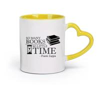 DEBINGY céramique Tasse à café Tant de livres, si peu de temps Citations inspirantes Étudier Apprendre Lire École （11oz/320ml） Toutes occasions Jaune