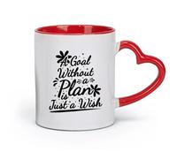 DEBINGY céramique Tasse à café, un objectif sans plan n'est qu'un souhait motivation typographie citation design （11oz/320ml） Pour lait, thé, eau de coca Rouge