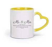 DEBINGY céramique Tasse à café Versets bibliques chrétiens sur le mariage Marc 109 M. et Mme Dieu se sont unis （11oz/320ml） Pour expresso, service à thé Jaune