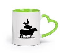 DEBINGY céramique Tasse à thé Bétail Animaux de ferme Ferme Cochon Vache Poulet Voiture Agriculture Ranch Animaux créatifs （11oz/320ml） Restaurant, bureau Vert