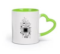 DEBINGY céramique Tasse à thé Circuit imprimé vertical Geek Ingénieur informatique Technologie CPU Hacker informatique （11oz/320ml） Café ou cadeau Vert