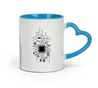 DEBINGY céramique Tasse à thé Circuit imprimé vertical Geek Ingénieur informatique Technologie CPU Hacker informatique （11oz/320ml） Café ou cadeau Bleu