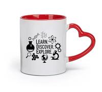 DEBINGY céramique Tasse à thé en céramique Campus Learning Discovery Explore Earth Instruments Science Fit （11oz/320ml） Pour hommes et femmes Rouge