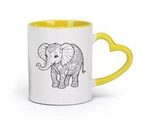 DEBINGY céramique Tasse à thé en céramique un éléphant mignon avec un grand sourire sur son visage （11oz/320ml） Cadeau de bureau unique pour femme et homme Jaune