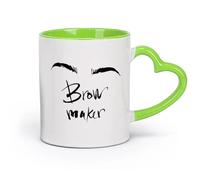 DEBINGY céramique Tasse à thé latte en porcelaine Maquillage Brow Maker Eyebrows Master Beauty Salon （11oz/320ml） Pour boissons chaudes, latte, cappuccino Vert