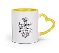 DEBINGY céramique Tasse à thé latte en porcelaine Mots de motivation Ananas Citation drôle Inspirant Manger （11oz/320ml） Porcelaine fine (céramique) Jaune