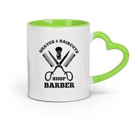 DEBINGY céramique Tasse à thé Outils de coupe de cheveux et de rasage pour salon de coiffure pour hommes （11oz/320ml） Bureau, maison, café, lave-vaisselle et micro-ondes Vert