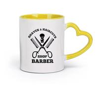 DEBINGY céramique Tasse à thé Outils de coupe de cheveux et de rasage pour salon de coiffure pour hommes （11oz/320ml） Bureau, maison, café, lave-vaisselle et micro-ondes Jaune