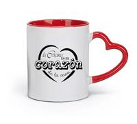 DEBINGY céramique Tasse à thé Recettes de cuisine familiale espagnole La Cocina Corazón Flower Kitchen With Heart （11oz/320ml） Joli cadeau de Noël Rouge