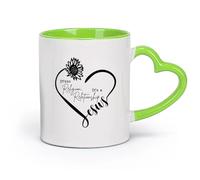 DEBINGY céramique Tasse à thé Versets bibliques Jésus Cœur Ceci n'est pas une religion Relation Fleur （11oz/320ml） Cappuccino, latte macchiato, thé, expresso Vert