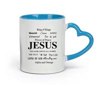 DEBINGY céramique Tasse - Céramique Bible chrétienne française Jésus Écritures Allah Messie Seigneur Dieu Prince de la vie （11oz/320ml） Joli cadeau de Noël Bleu