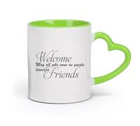 DEBINGY céramique Tasse - Céramique Bienvenue à tous pour être notre invité. Que chacun reparte en ami. （11oz/320ml） Cappuccino, latte macchiato, thé, expresso Vert