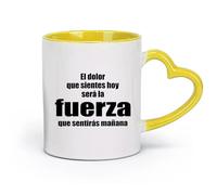 DEBINGY céramique Tasse - Céramique Citations de motivation : Ce que vous ressentez aujourd'hui deviendra votre force demain （11oz/320ml） Toutes occasions Jaune