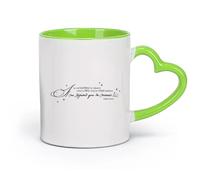 DEBINGY céramique Tasse - Céramique Le vrai bonheur ne dépend de rien Citations inspirantes et motivantes （11oz/320ml） Pour café, flocons d'avoine, thé, facile à nettoyer Vert
