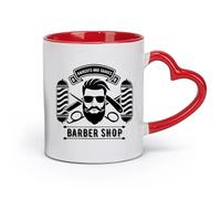 DEBINGY céramique Tasse - Céramique Logo de salon de coiffure pour coupe de cheveux et rasage : bel homme, barbier, salon de coiffure （11oz/320ml） Café ou cadeau Rouge