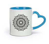 DEBINGY céramique Tasse en céramique art abstrait mandala contour circulaire conception de base spirituel rond （11oz/320ml） Lave-vaisselle et micro-ondes Bleu
