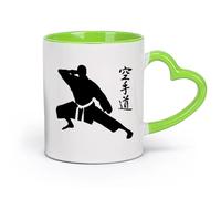DEBINGY céramique Tasse en céramique Garçon en posture d'arts martiaux symbolisant les sports extrêmes et les sports de combat （11oz/320ml） Lave-vaisselle Vert