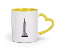 DEBINGY céramique Tasse en céramique pour café, thé et cacao Empire State Building, New York （11oz/320ml） Parfait pour les cuisines, restaurants et cafés, excellente idée cadeau Jaune
