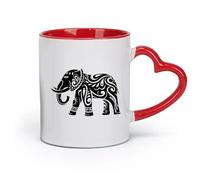 DEBINGY céramique Tasse en céramique pour café, thé et cacao Inde Bel éléphant Animal hindou （11oz/320ml） Pour café, soupe, thé, lait, latte, chocolat chaud, pour femmes et hommes Rouge