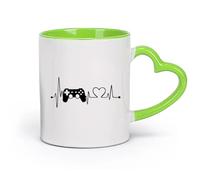 DEBINGY céramique Tasse en céramique pour café, thé et cacao Jeu Heartbeat Game Boy Play （11oz/320ml） Café, thé, latte, lait, cacao, jus et autres boissons chaudes Vert