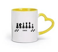 DEBINGY céramique Tasse en céramique pour café, thé et cacao Mode de jeu d'intelligence du club d'échecs （11oz/320ml） Utilisation au café ou au restaurant Jaune