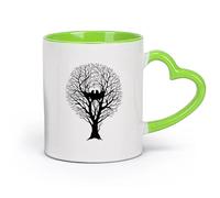 DEBINGY céramique Tasse en céramique pour la maison et le bureau Arbre Animal Arbre Branches Gothiques （11oz/320ml） Pour boissons chaudes, latte, cappuccino Vert
