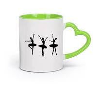 DEBINGY céramique Tasse en céramique pour la maison et le bureau Ballerine Silhouette Danseuse Danse Danse （11oz/320ml） Cappuccino, latte macchiato, thé, expresso Vert