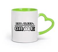 DEBINGY céramique Tasse en céramique pour la maison et le bureau Boîte de jeu Eat Sleep （11oz/320ml） Lave-vaisselle et micro-ondes, pour le bureau et la maison Vert