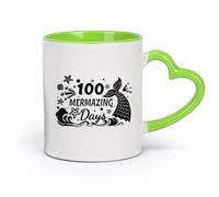 DEBINGY céramique Tasse en céramique pour la maison et le bureau citation de sirène de Mermazing Days （11oz/320ml） Pour thé, café et boissons chaudes Vert