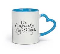 DEBINGY céramique Tasse en céramique pour la maison et le bureau Gâteau dessert C'est l'heure des cupcakes （11oz/320ml） Utilisation au café ou au restaurant Bleu
