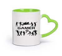 DEBINGY céramique Tasse en céramique pour la maison et le bureau Manette de jeu Gamer Reference pour Game Boy （11oz/320ml） Lave-vaisselle et micro-ondes Vert