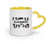 DEBINGY céramique Tasse en céramique pour la maison et le bureau Manette de jeu Gamer Reference pour Game Boy （11oz/320ml） Lave-vaisselle et micro-ondes Jaune