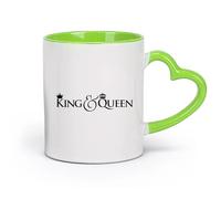 DEBINGY céramique Tasse en céramique pour la maison et le bureau Roi Reine Couple Maître Mariage Mariage （11oz/320ml） Excellent cadeau pour les amoureux Vert