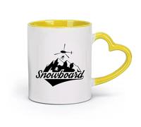 DEBINGY céramique Tasse en céramique pour la maison et le bureau Snowboarder Snowboard Zone Sport d'hiver extrême （11oz/320ml） Pour thé, chocolat chaud Jaune