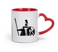 DEBINGY céramique Tasse en céramique pour la maison et le bureau Soldat Spartiate Guerrier Conflit Militaire （11oz/320ml） Porcelaine fine (céramique) Rouge