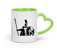 DEBINGY céramique Tasse en céramique pour la maison et le bureau Soldat Spartiate Guerrier Conflit Militaire （11oz/320ml） Porcelaine fine (céramique) Vert