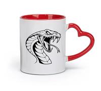 DEBINGY céramique Tasse en céramique pour la maison et le bureau une tête de cobra avec la gueule ouverte （11oz/320ml） Idéal pour la maison, le bureau, les cafés, idées cadeaux Rouge