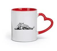 DEBINGY céramique Tasse en céramique Tigre endormi Branche d'arbre Pépinière pour bébé Zoo Safari Jungle Faune Salle de jeux （11oz/320ml） Lave-vaisselle Rouge