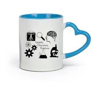 DEBINGY céramique Tasse en porcelaine Apprendre Découvrir Explorer Science Étudier J'aime la science Scientifique Enseignant （11oz/320ml） Lave-vaisselle Bleu