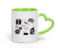 DEBINGY céramique Tasse en porcelaine Apprendre Découvrir Explorer Science Étudier J'aime la science Scientifique Enseignant （11oz/320ml） Lave-vaisselle Vert