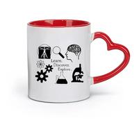 DEBINGY céramique Tasse en porcelaine Apprendre Découvrir Explorer Science Étudier J'aime la science Scientifique Enseignant （11oz/320ml） Lave-vaisselle Rouge