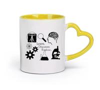 DEBINGY céramique Tasse en porcelaine Apprendre Découvrir Explorer Science Étudier J'aime la science Scientifique Enseignant （11oz/320ml） Lave-vaisselle Jaune